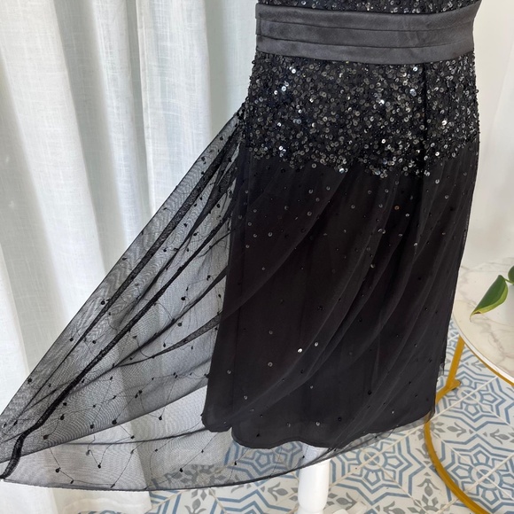 ADRIANNA PAPELL BLACK SEQUIN STRAPLESS COCKTAIL DRESS – P6 - Picture 6 of 8